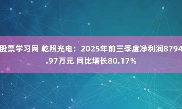 股票学习网 乾照光电：2025年前三季度净利润8794.97万元 同比增长80.17%